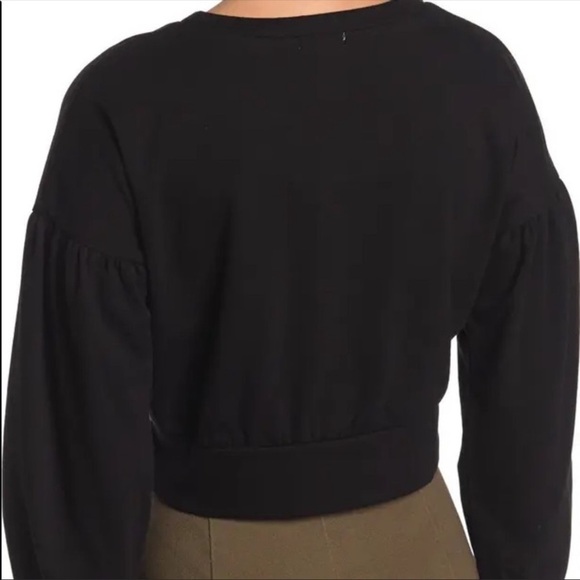 NWT ABOUND Women's Porpoise Cozy Crew Neck Cropped Black Sweatshirt Size S - Picture 4 of 6